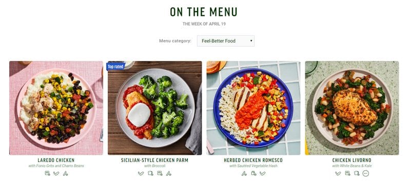 freshly meal menu example